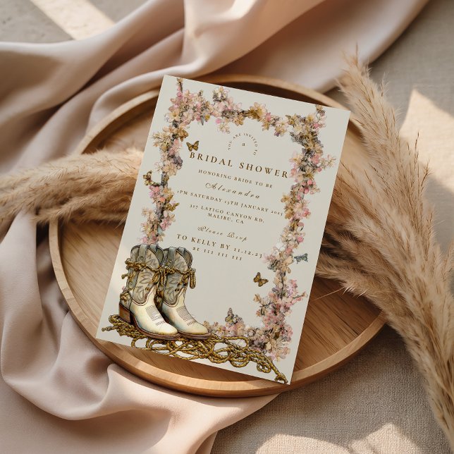 Invitación Rustic Floral Boots Bridal Shower (Subido por el creador)
