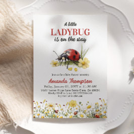 Invitación Rustic Floral Daisy A Little Ladybug Baby Shower
