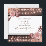 Invitación Rustic Floral GIGHT String Lights<br><div class="desc">Luces de cuerda rústicas y sangría rosa y merlot florals escritura moderna 50 cumpleaños fiesta sorpresa invitación al personalizar para su fiesta. Personalizar por cualquier edad, peso de papel o tipo de letra. Invitación en formato cuadrado. Añade la información de su ubicación en el reverso de la tarjeta. La tipografía...</div>