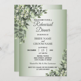 Invitación Rustic Floral Greenery Leaves Rehearsal Dinner