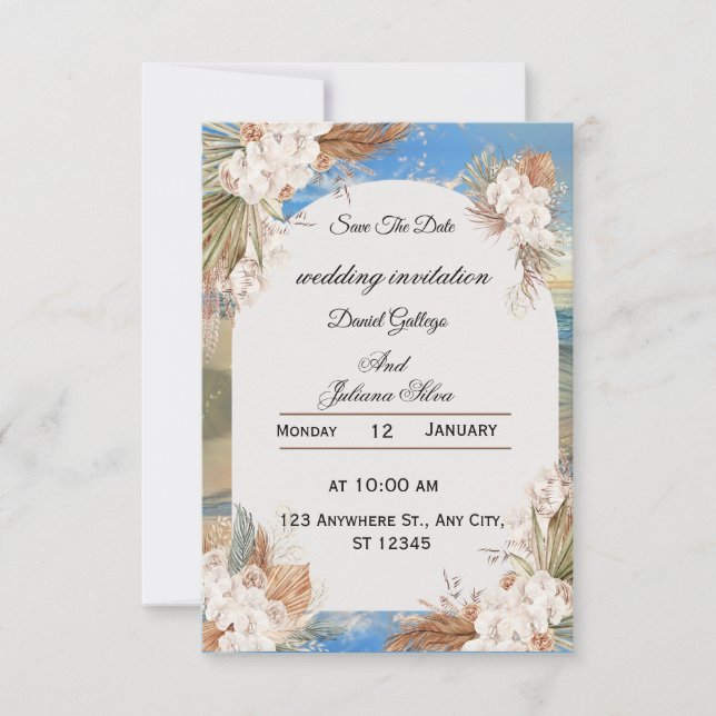 Invitación Rustic Floral Sky Wedding Invitation (Anverso)