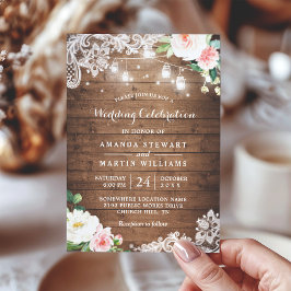Invitación Rustic Floral String ilumina la celebración del Bo