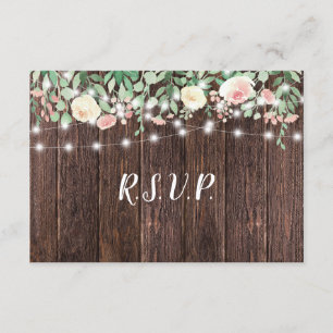 Invitación Rustic Floral String Lights RSVP de opción de en