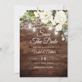 Invitación Rustic Floral String Lights Wedding Save The Date