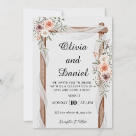 Invitación Rustic Floral Wood Arch Wedding Invitation