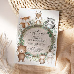 Invitación Rustic Forest Woodland Animals Wild One Birthday<br><div class="desc">Celebrate your little boy's special milestone with this wonderful woodland-themed 1st birthday invitation. The design features a group of adorable forest animals and botanical greenery elements.</div>