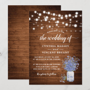 Invitación Rustic Forget Me Not Lights Wedting