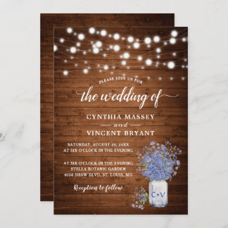 Invitación Rustic Forget Me Not Lights Wedting