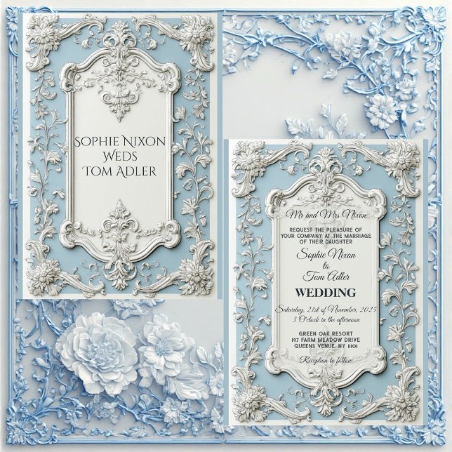 Invitación Rustic French Country Shabby Chic Floral Wedding   (Rustic French Country Shabby Chic Floral Wedding Invitation)