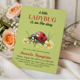 Invitación Rustic Garden Floral A Little Ladybug Baby Shower