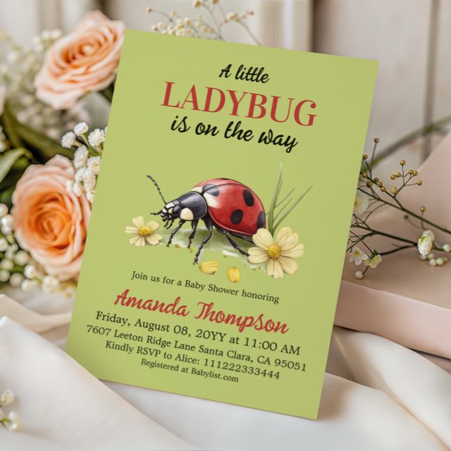 Invitación Rustic Garden Floral A Little Ladybug Baby Shower (Subido por el creador)