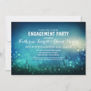 Invitación Rustic Garden Lights Romantic Engagement Party