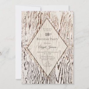 Invitación Rustic Geometric Barn Wood 18th Birthday Party