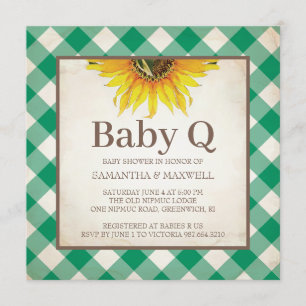 Invitación Rustic Gingham Checker Baby Shower