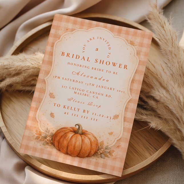 Invitación Rustic Gingham Pumpkin Bridal Shower (Subido por el creador)