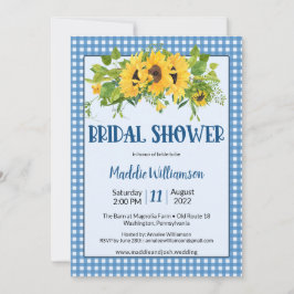 Invitación Rustic Gingham Sunflowers Country Bridal Shower