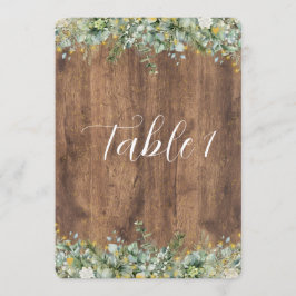 Invitación Rustic Gold Eucalyptus & White Floral Table Number