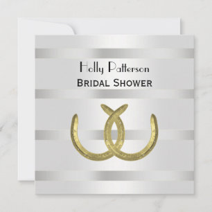 Invitación Rustic Golden Horseshoes Silver Whal Bridal Shower
