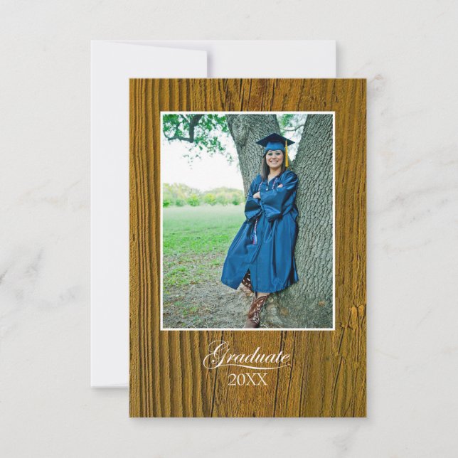 Invitación Rustic Graduation Celebration with Photo (Anverso)