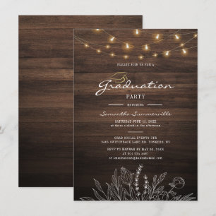Invitación Rustic Graduation Party 2022 String Lights