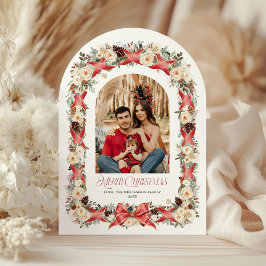 Invitación Rustic Grandmillennial Arch Christmas Photo Card