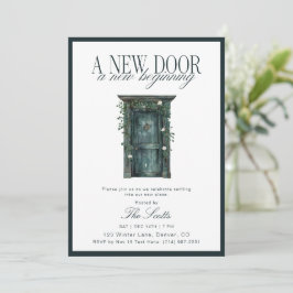Invitación Rustic Green Door New Home Housewarming