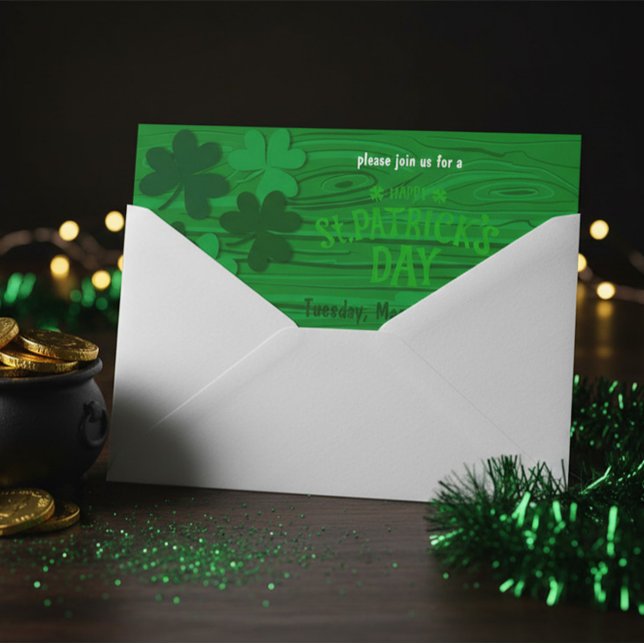 Invitación Rustic Green Wood St. Patrick’s Day Party  (Subido por el creador)
