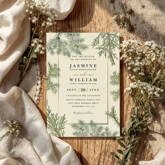 Invitación Rustic Greenery Elegant Modern QR Code Wedding (Subido por el creador)