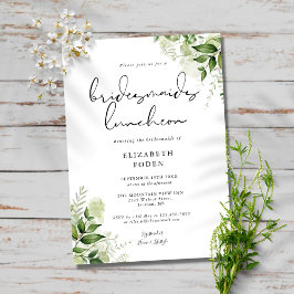 Invitación Rustic Greenery Monogram Bridesmaids Luncheon
