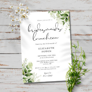 Invitación Rustic Greenery Monogram Bridesmaids Luncheon