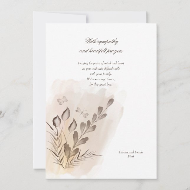 Invitación Rustic Hand Painted Floral Sympathy Card (Anverso)