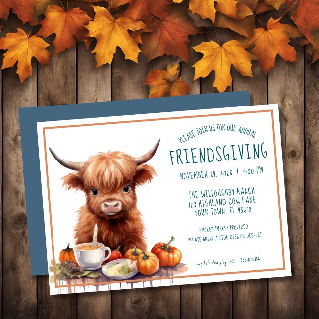 Invitación Rustic Highland Cow Friendscome (Subido por el creador)