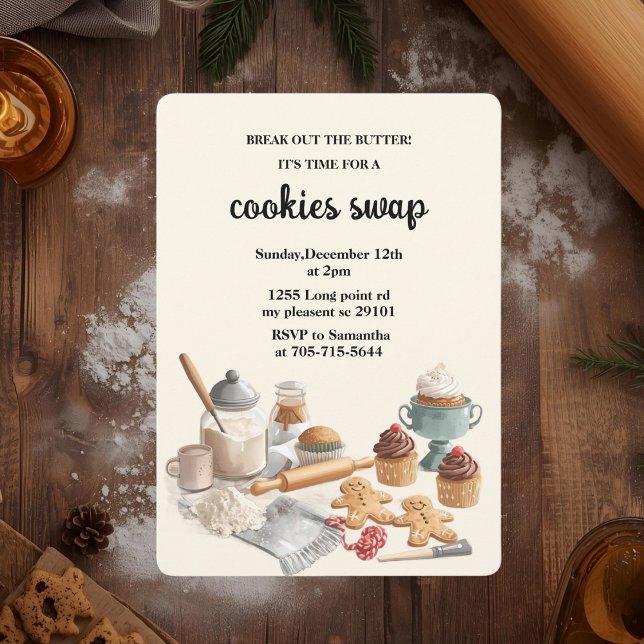 Invitación Rustic Holiday Cookie Swap | Cozy Christmas  (Subido por el creador)