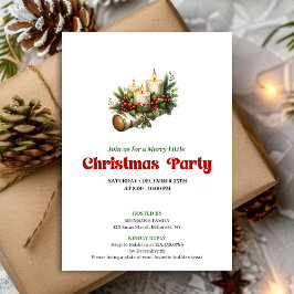 Invitación Rustic Holly Berry Candles Christmas Invite Custom