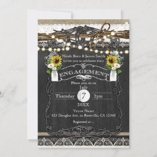 Invitación Rustic Horseshoes & Flowers Country COMPROMISO