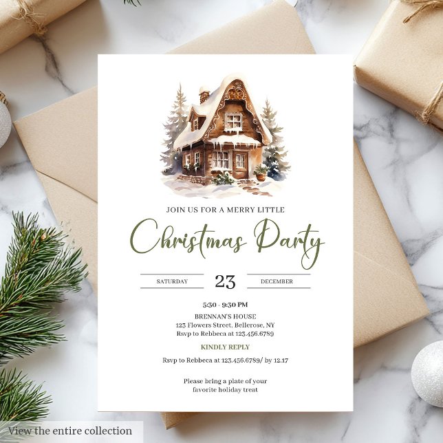 Invitación Rustic House Minimalist Scandinavian Style Xmas (Rustic Taupe Minimalist Scandinavian Style Christmas Party

)
