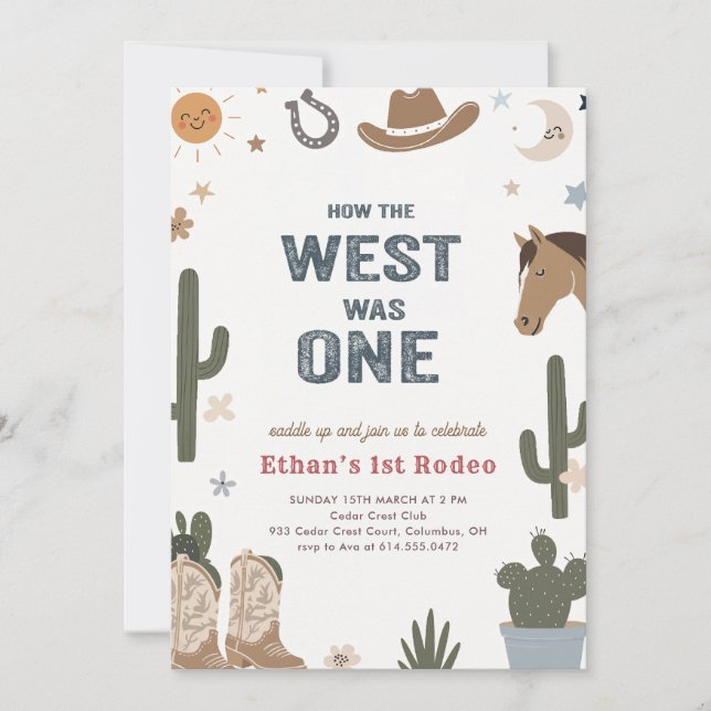 Invitación Rustic How The West Was One Cowboy 1st Birthday (Anverso)
