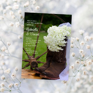 Invitación Rustic Hydrangea boots contra el Boda postoccident