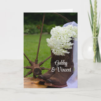 Invitación Rustic Hydrangea Cowboy Boots Country Wedding