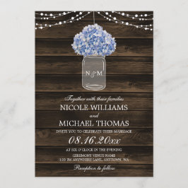 Invitación Rustic Hydrangea Mason Jar Barn Wood Boda