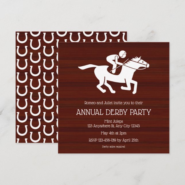 Invitación Rustic Jockey Annual Derby Party Invitation (Anverso / Reverso)