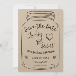 Invitación Rustic Kraft Mason Jar salva la fecha