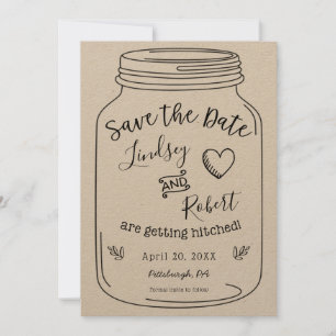 Invitación Rustic Kraft Mason Jar salva la fecha