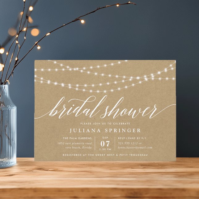 Invitación Rustic Kraft String ilumina la ducha de novia (Subido por el creador)