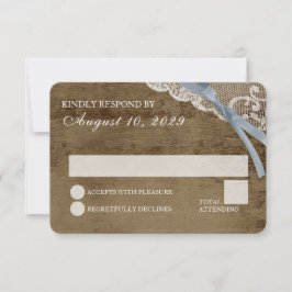 Invitación Rustic Lace and Barn Wood Wedding RSVP