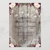 Rustic Lace Jar Wood String Luces |Ducha de novia