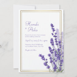 Invitación Rustic Lavender Double Line Frame Border Wedding
