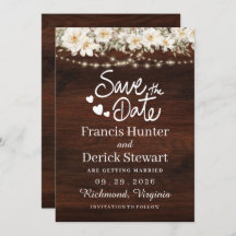 Rustic Leaf String ilumina Wood Save The Date