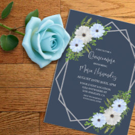 Invitación Rustic Light Blue and White Floral Quinceañera 