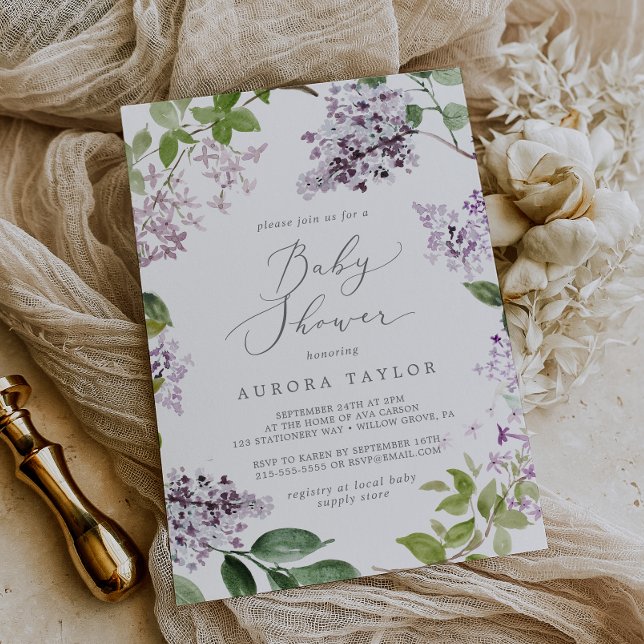 Invitación Rustic Lilac Baby Shower (Subido por el creador)